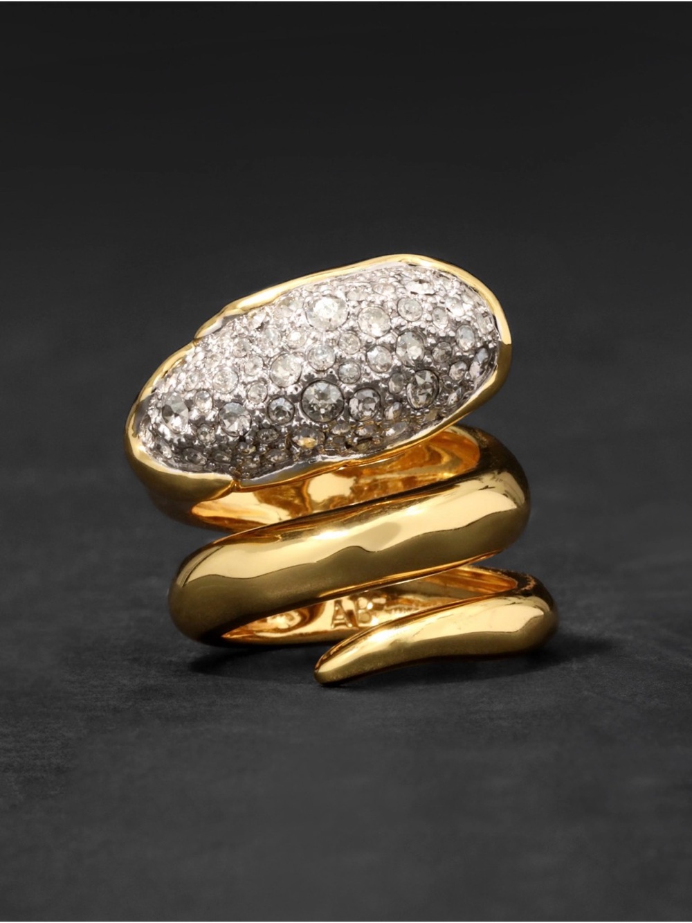 NEW Alexis Bittar Solanales Crystal Coiled Pebble Ring Size 7 Gold Clear JL13